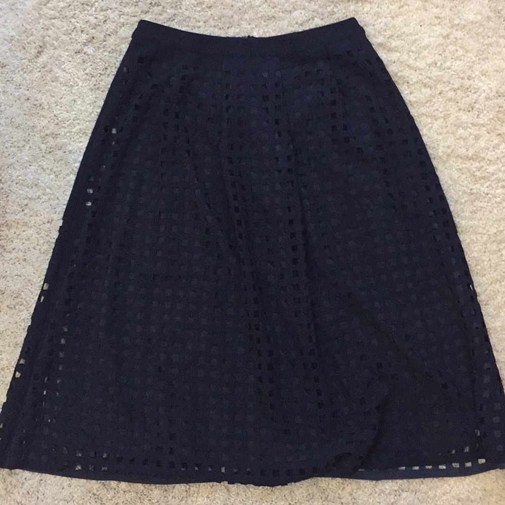 Reiss laser cut navy skirt